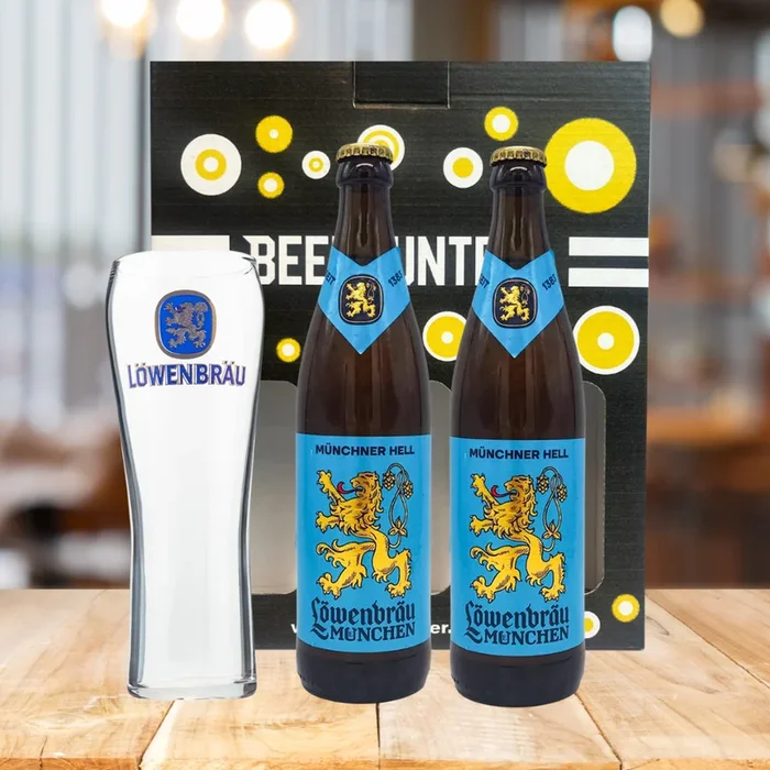 Lowenbrau Helles German Lager Gift Set with Official Lowenbrau Glass (2 Pack)