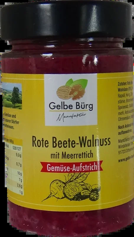 Manufaktur Gelbe Bürg Rote-Beete-Walnuss Aufstrich mit Meerrettich