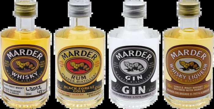 Marder Mini Set – Tasting package (1x gin + 1x rum +1x whisky liqueur + 1x whisky)