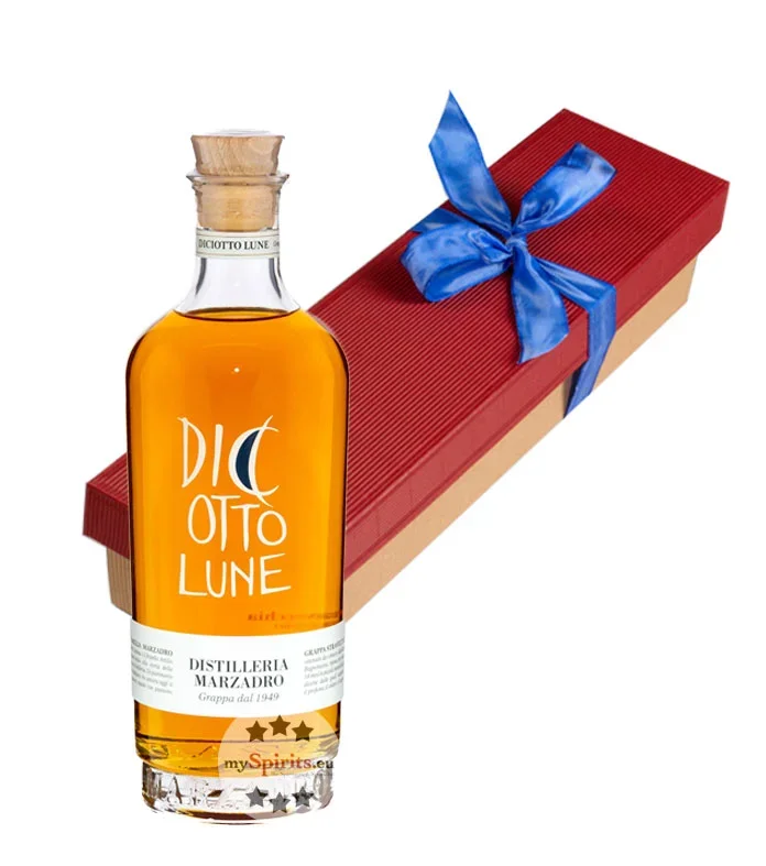 Marzadro Geschenk-Set Grappa Stravecchia Le Diciotto Lune