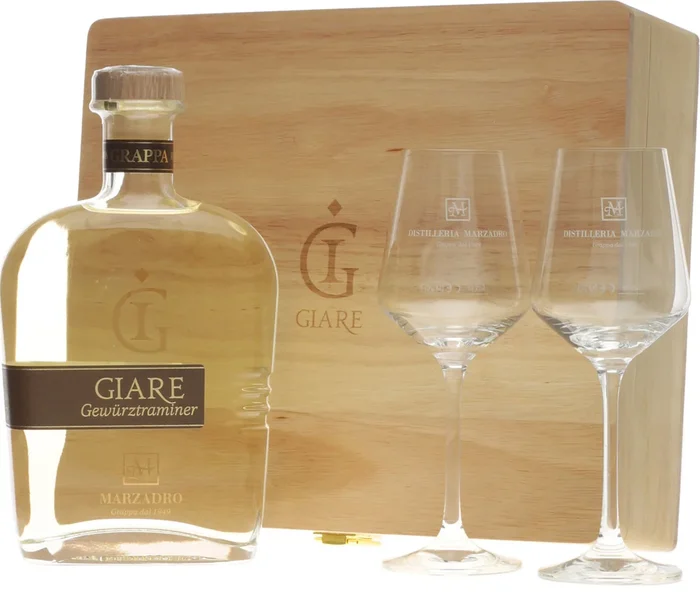 Marzadro Le Giare Gew�rztraminer Geschenkset mit 2 Gl�sern 0,7 Liter 41 % Vol.