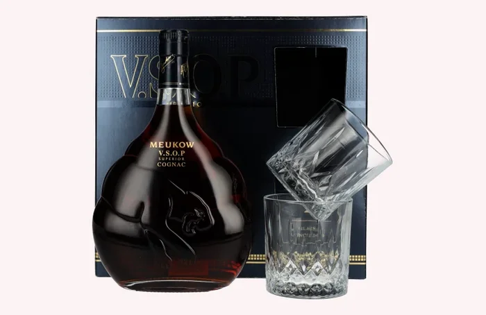 Meukow V.S.O.P Superior Cognac 40% Vol. 0,7l in Geschenkbox mit 2 Gläser