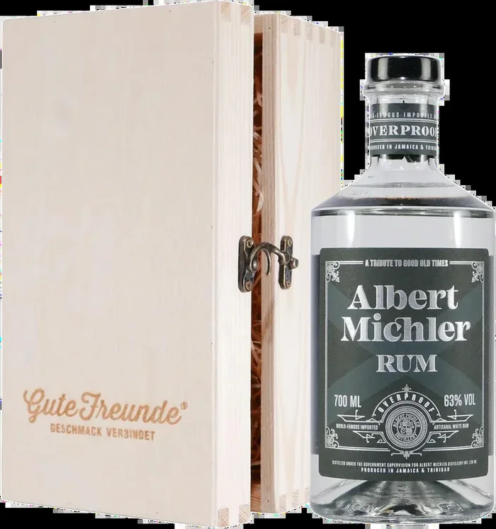 Michlers Overproof Artisanal White Rum with wooden gift box