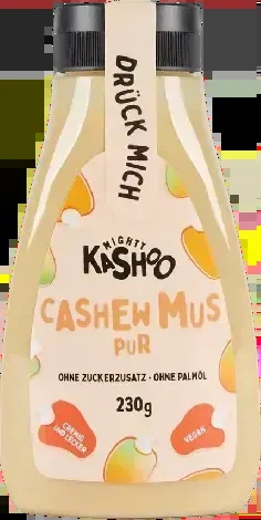 Mighty Kashoo cashew butter pure creamy in a squeeze bottle