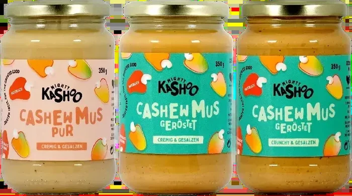 Mighty Kashoo Cashewmus Bundle Gesalzen (1x Crunchy + 1x Geröstet + 1x Cremig)