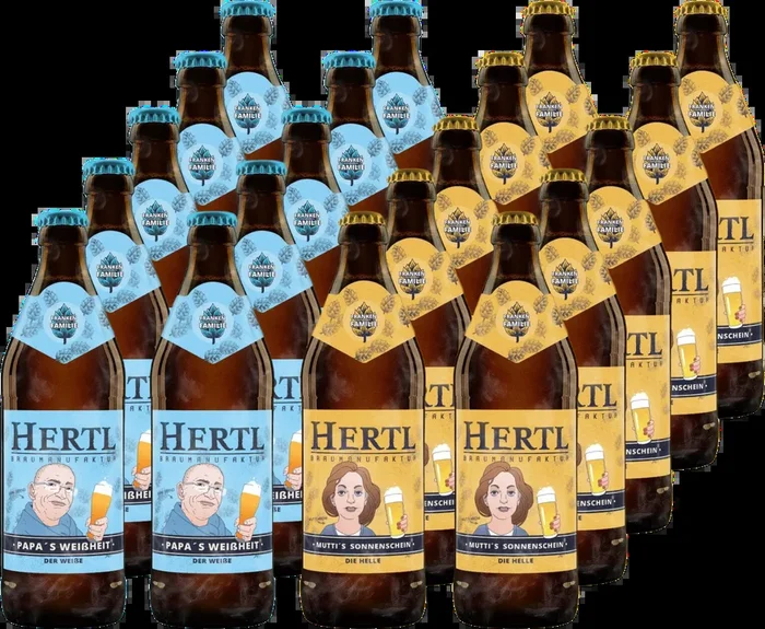 Mixed package Papa & Mutti (10x Mutti’s Sonnenschein Helles + 10x Papa’s Weißheit wheat beer)