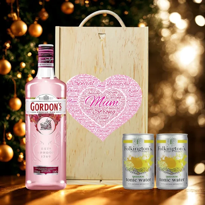 Mum Gordon’s Pink Gin Gift Set with Folkington’s Tonics (70cl)