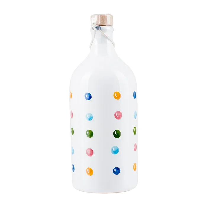 Muraglia | Olivenöl Keramikflasche bunte Punkte