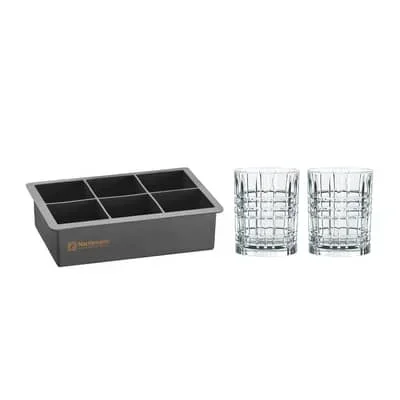 Nachtmann Square Whisky Ice Cube Set mit 2 Whiskygläser und Eiswürfelform
