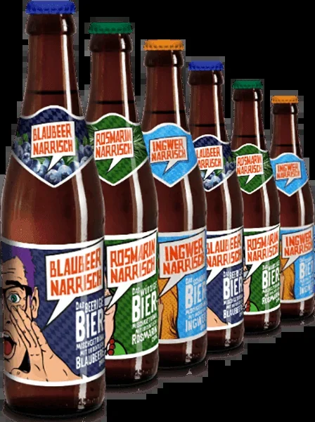Narrenfreiheit Mixpack – Sixpack Biermischgetränke (2x IngwerNarrisch + 2x Blaubeer Narrisch + 2x Rosmarin Narrisch)