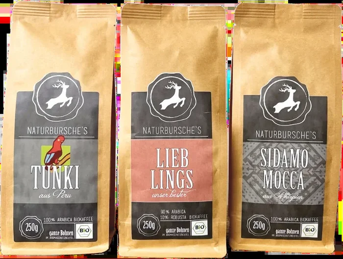 Naturbursche Coffee Junky Box (1x Sidamo Mocca + 1x Tunki + 1x Lieblingskaffee)