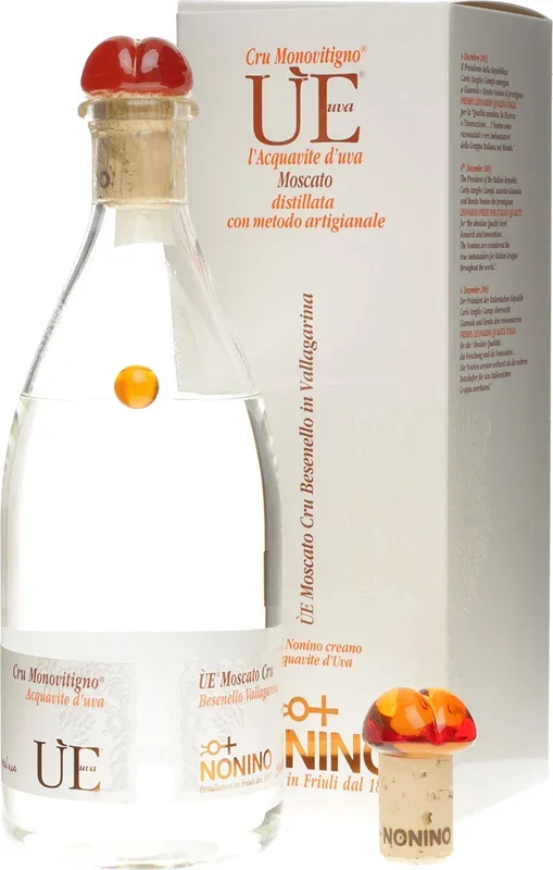 Nonino Grappa �E di Moscato L`Acquavite d`Uva (Traubenbrand) mit 0,5 Liter und 43% Vol.