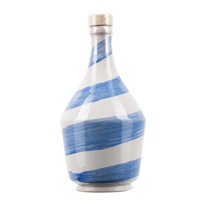 Olivenöl Keramikflasche | blaue Spirale