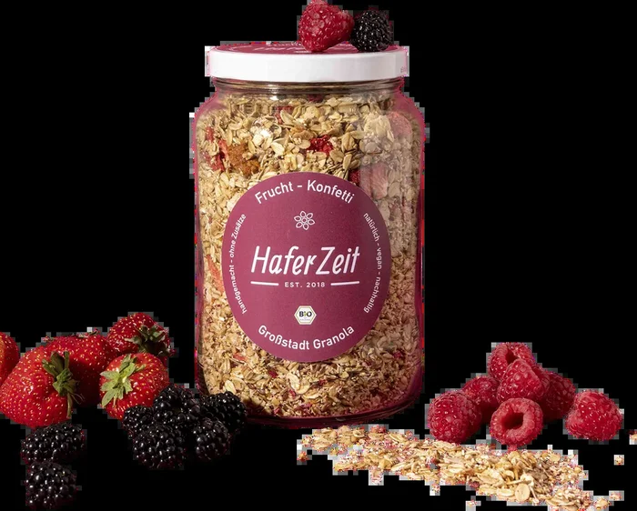 Organic granola fruit confetti in a jar – muesli mix