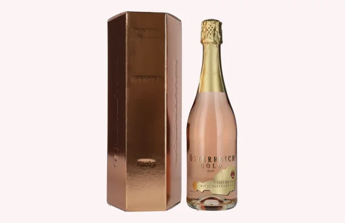 Österreich Gold Rosé – mit 23 Karat Blattgold 9,5% Vol. 0,75l in Geschenkbox