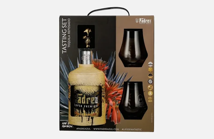 Padre Azul Super Premium Tequila Reposado 100% Agave 40% Vol. 0,7l in Geschenkbox mit 2 Gläsern