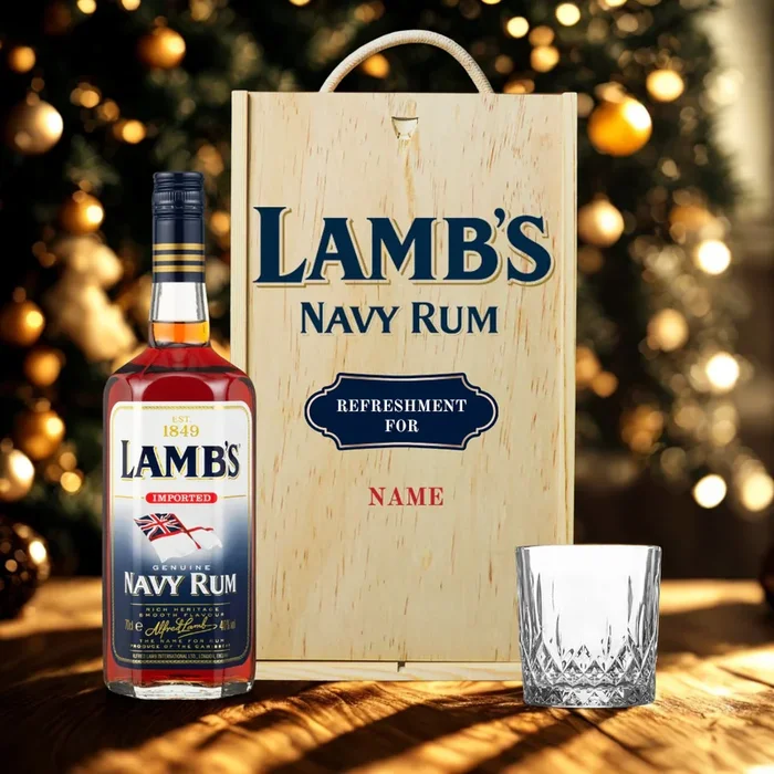 Personalised Lambs Navy Rum Gift Set With Glass – 40% ABV