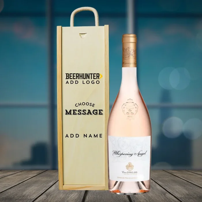 Personalised Whispering Angel Rose Wine Corporate Gift Set (75cl)