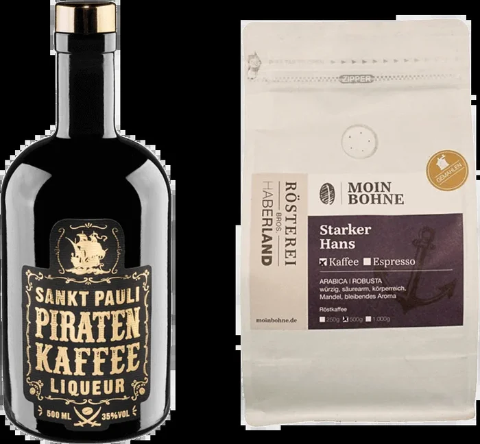 Piratenkaffee Kaffeelikör + Starker Hans Kaffee von Moin Bohne – Probierset