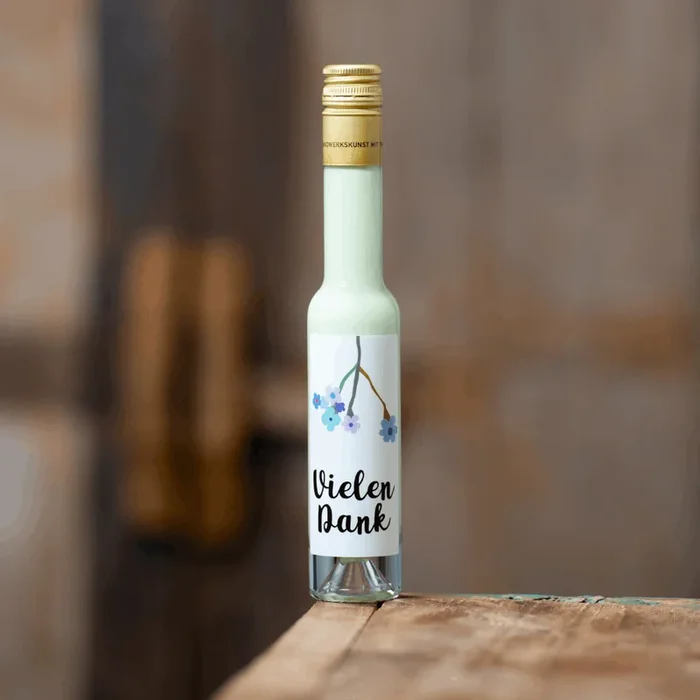 ? Pistazien Sahnelikör I Motiv-Flasche „Vielen Dank“ ?