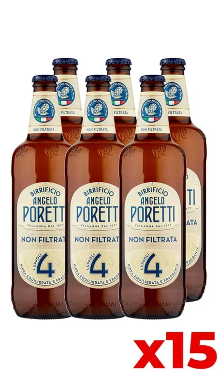 Poretti 4 Luppoli Non Filtrata 66cl – Cassa da 15 bott.