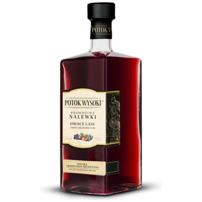 Potok Wysoki Real Liköre Früchte des Waldes + schwarze Pappschachtel mit Glas