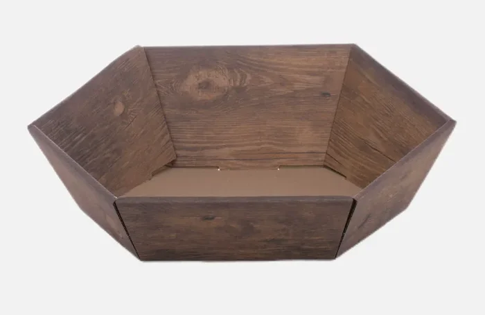 Präsentkorb Sechseck VINTAGE Holzoptik klein