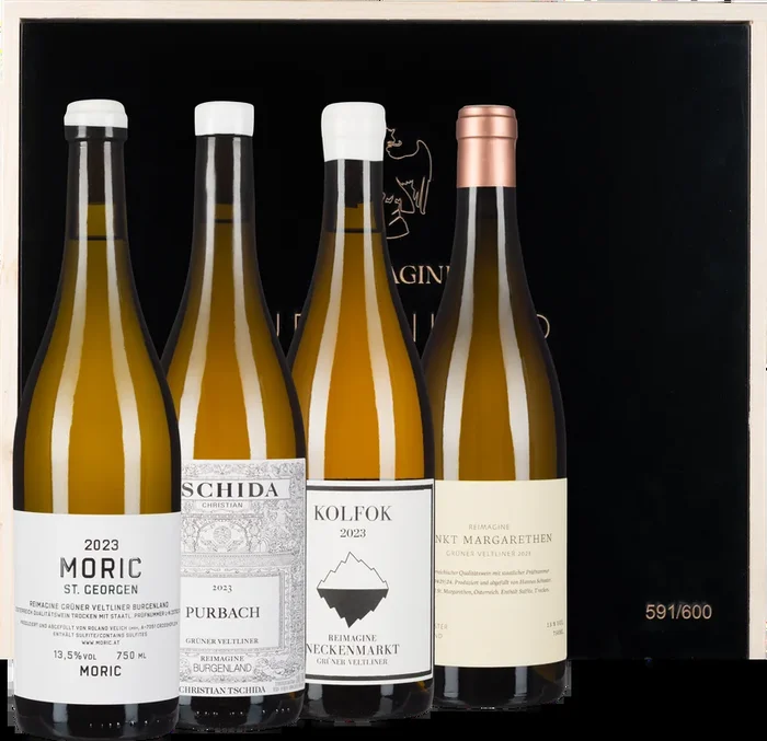 Reimagine Burgenland Grüner Veltliner 4er-Set in Holzkiste