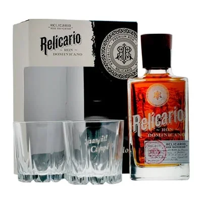 Ron Relicario Supremo Dominicano 70cl, Set mit zwei Gläser