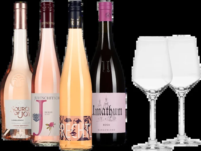 Roséwein Probierpaket + 2 Gläser gratis