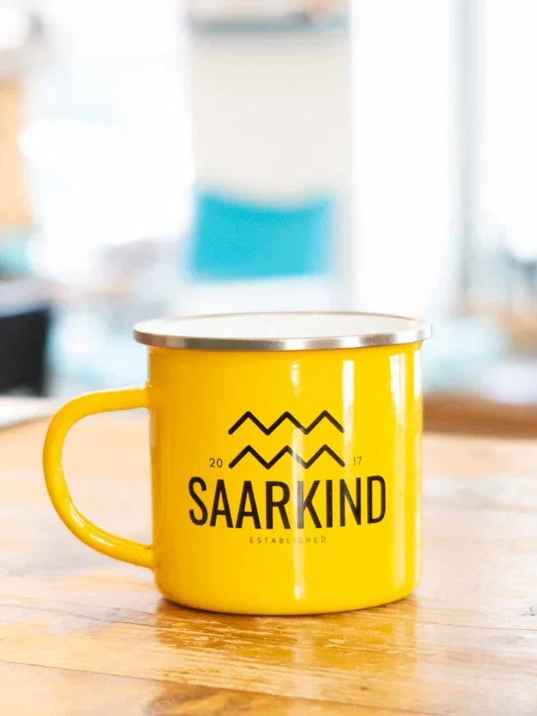 Saarkind Emaille Kaffee Becher gelb