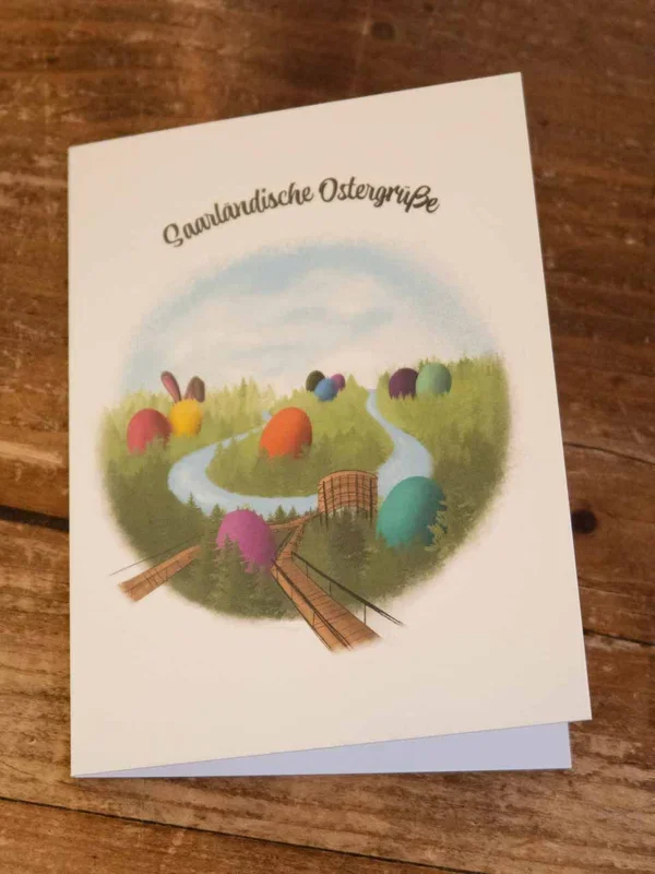 Saarländische Oster-Karte Saarschleife