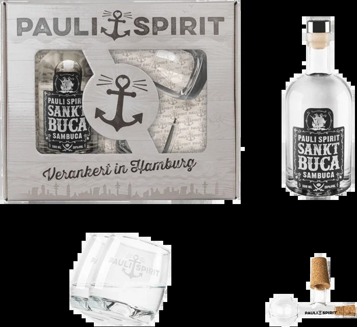 Saint Buca gift set with 2 tumblers and glass ball pourer