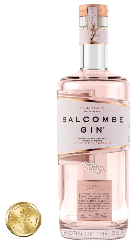 Salcombe Gin Rosé Sainte Marie, Premium Pink Gin aus England ohne Farbstoff. 0,7 L, 41,4 % Vol.