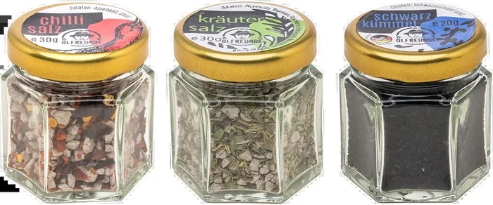 Seasoning set (1x herb salt + 1x chili salt + 1x black cumin seeds)