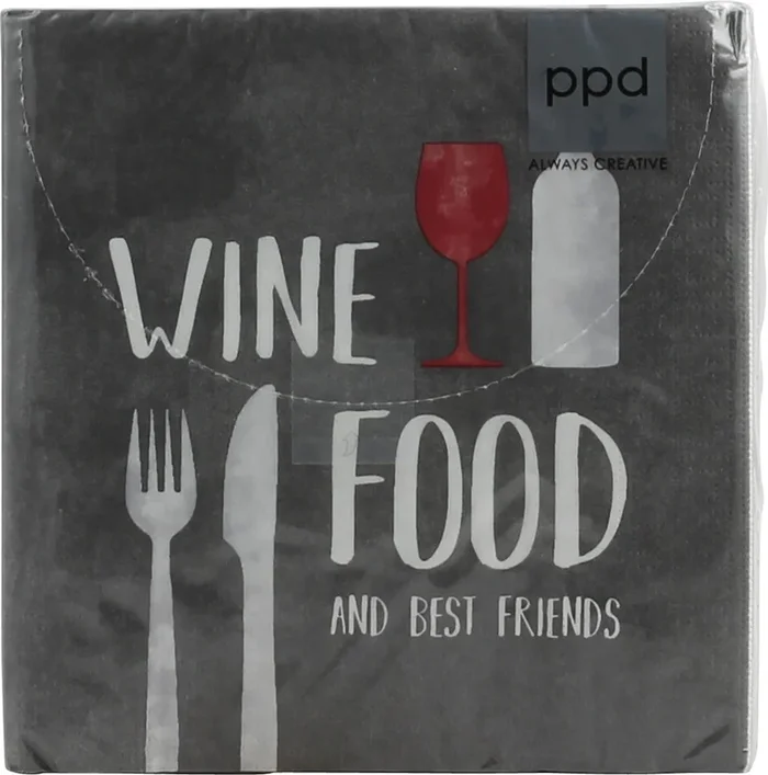 Servietten Motiv: Wine and Food and best Friends