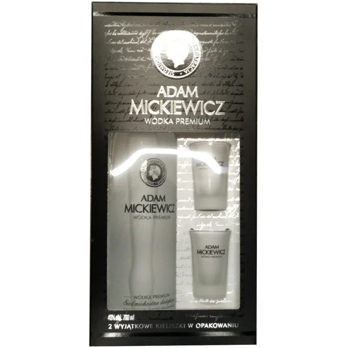 SET Wodka Adam Mickiewicz Premium 40% 0,7L + 2 einzigartige GLÄSER