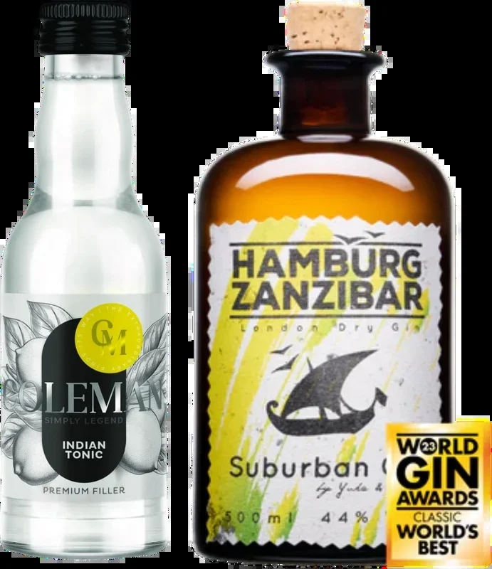 Suburban Gin Bundle (1x London Dry Gin + 1x Coleman Indian Tonic Water + 1x Tumbler Glas)