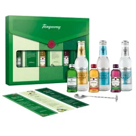 Tanqueray Gin Geschenkset inklusive 3x Tonic Water und Barlöffel 0,15l Flasche