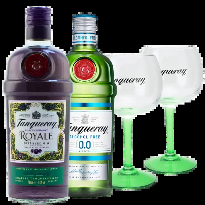 Tanqueray Gin Set – Royale & 0,0% (alkoholfrei) inkl. 2 Gläser