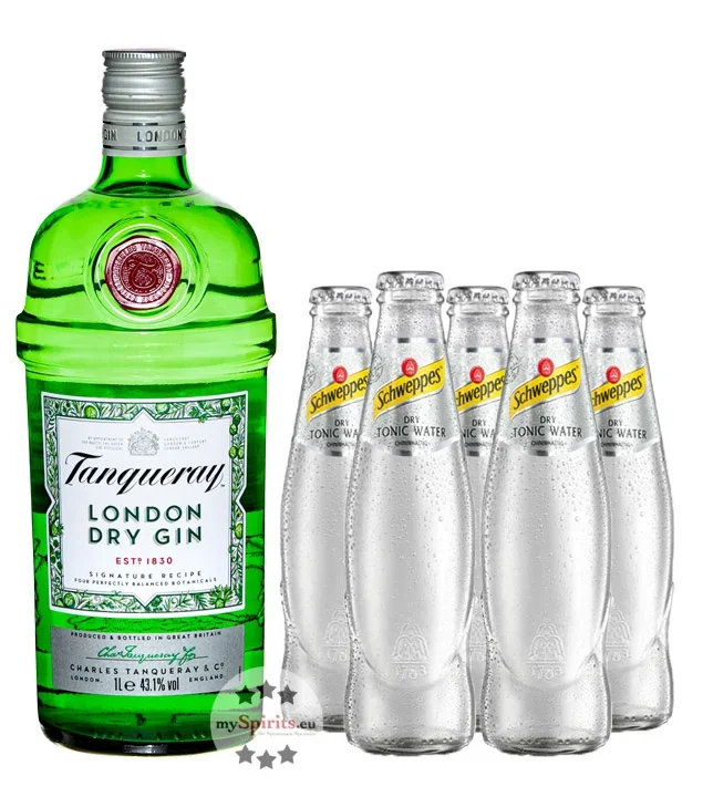 Tanqueray London Dry Gin & 5 x Schweppes Dry Tonic