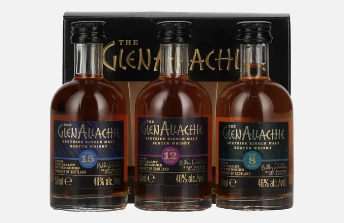 The GlenAllachie COLLECTION Set (15 YO + 12 YO + 8 YO) 46% Vol. 3×0,05l