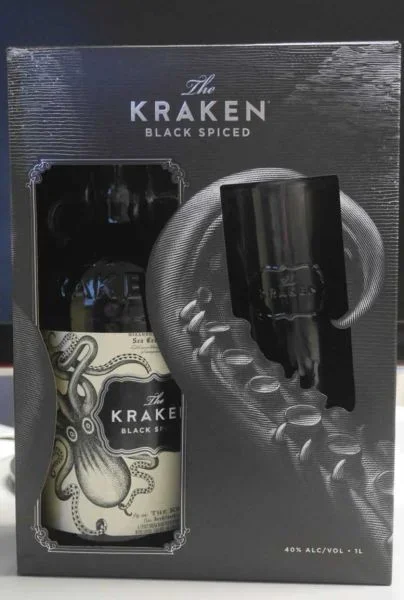 The Kraken, Black Spiced Rum in der Geschenkverpackung mit Glas