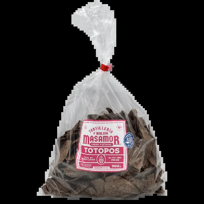 Totopos / Tortilla Chips blauer Mais grosse Packung von Masamor 500g