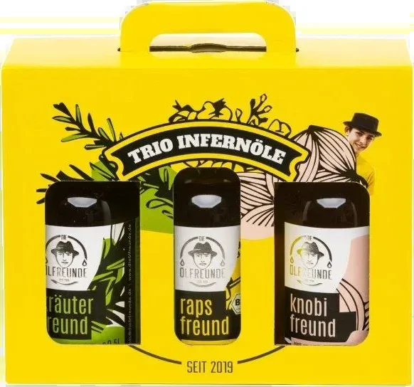 Trio of infernal oils (1x garlic oil + 1x herb oil + 1x rapeseed oil)