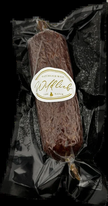Vacuum-packed fennel venison salami with pork from Purely Green