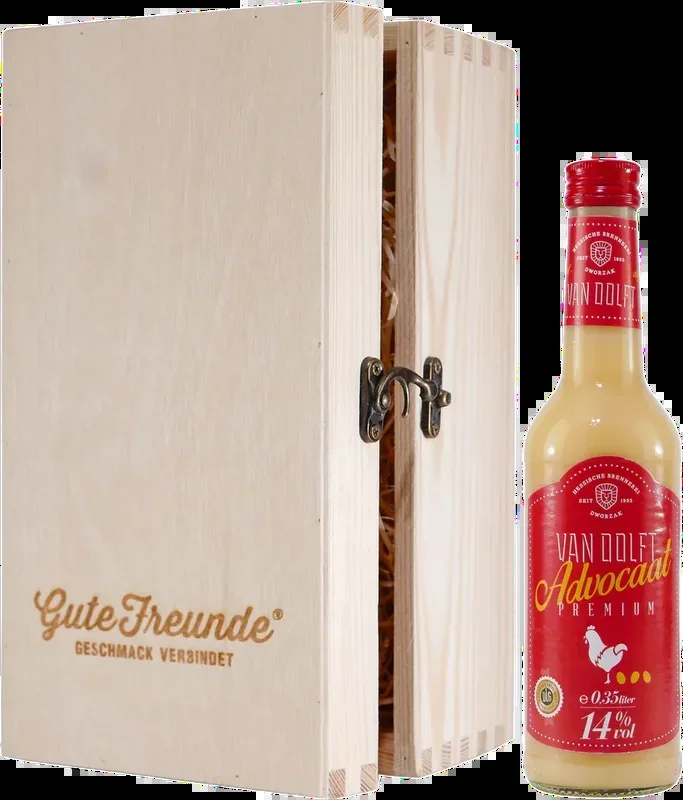 Van Dolft Advocaat premium egg liqueur with wooden gift box