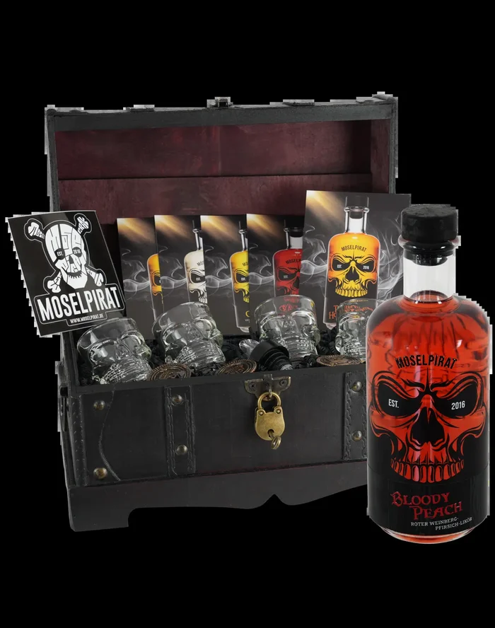 Vintage-Truhe mit Bloody Peach 0,5L