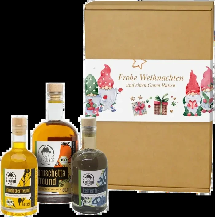 Weihnachtsbox Bio Wichtelzauber (2x Leindotteröl + 1x Bruschettaöl)