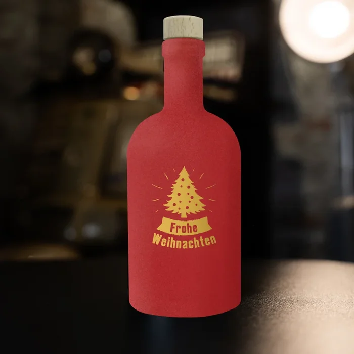 ? Weihnachtslikör Bratapfel Design-Flasche „Frohe Weihnachten“